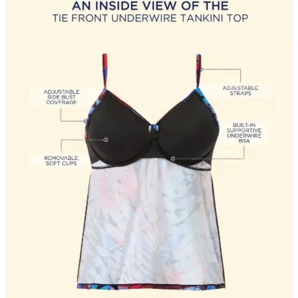 Swimsuit for All Tankini Top, Size‎ 22D, Black